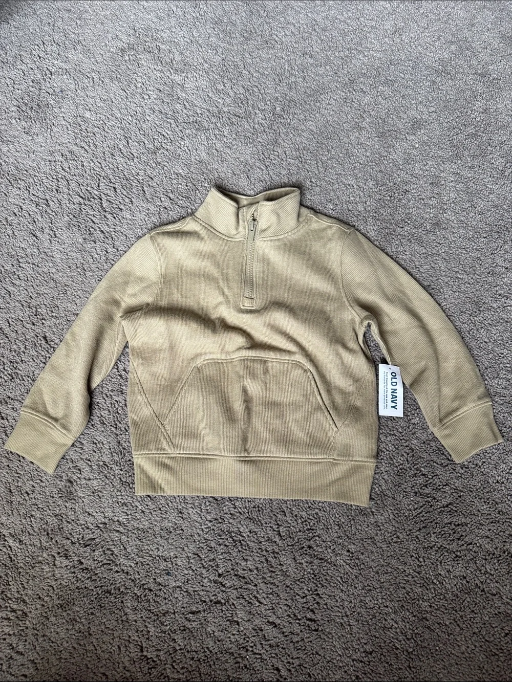 Old Navy Boys Half-Zip Pullover Hoodie in Khaki Tan